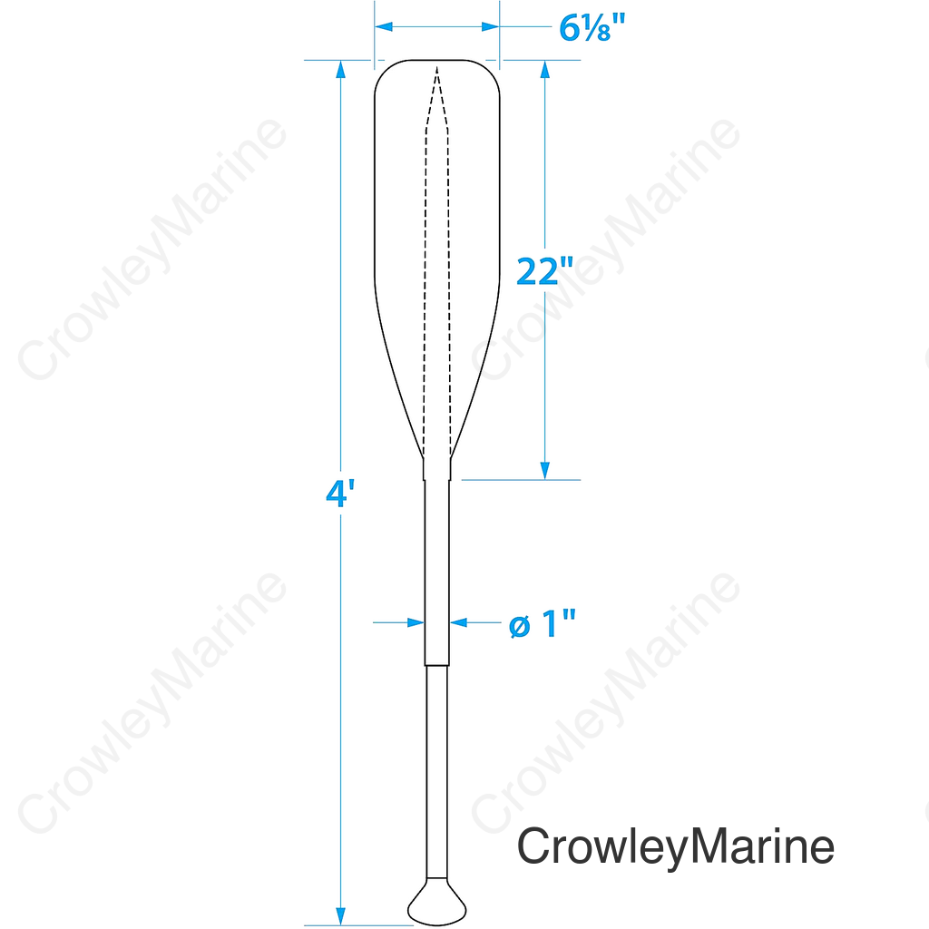 Seachoice 4 Ft. Synthetic Paddle w/ Aluminum Shaft, 1 In. Diameter Shaft, Palm Grip, 22 In. X 6-1/8 In. Blade, Black