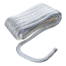 Seachoice Double-Braid Nylon Dock Line w/ Eye Splice, Pre-Shrunk, Heat Stabilized, 1/2 In. X 20 Ft., White thumbnail-1
