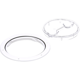 Seachoice Twist 'N' Lock Deck Plate, White w/ Clear Insert, Up to 6-1/2 In. Diameter thumbnail-1