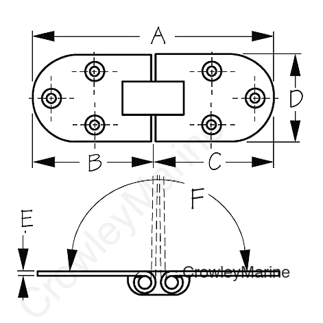 Sea-Dog 2015511 Stainless Flush 2-Pin Hinge
