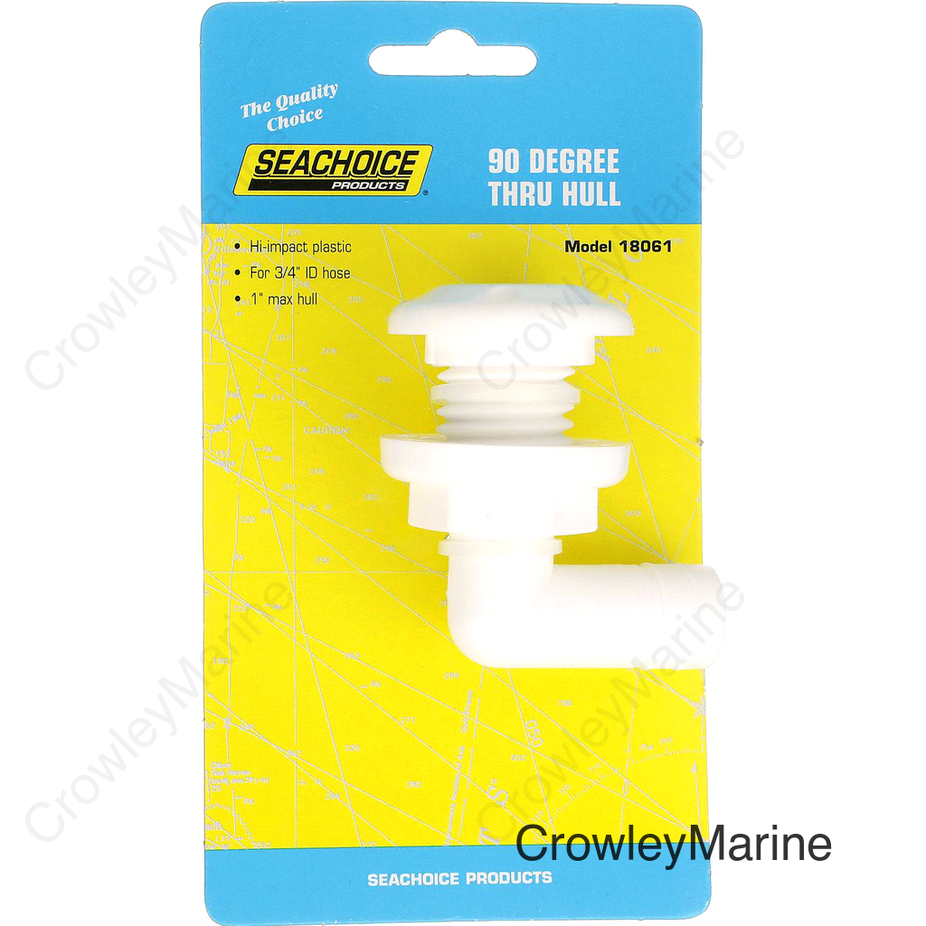 Seachoice 90-Degree Thru Hull Fitting, Fits 3/4 In. ID Hose, 7/8 In. Max. Hull