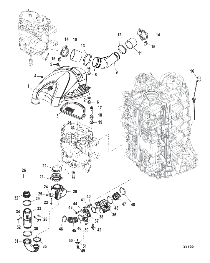 Serial Range Outboard 135 VERADO (4-STROKE)(4 CYL.) - 1B517159 THRU 2B576734 - Induction Components