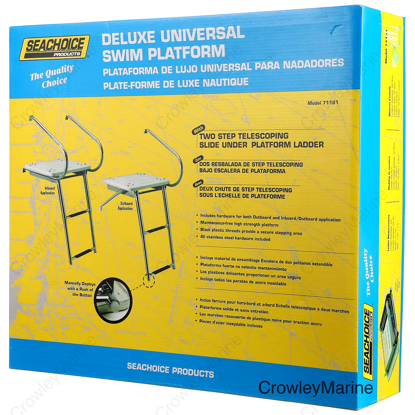Seachoice Deluxe Universal Swim Platform With Slide Mount Telescoping Ladder