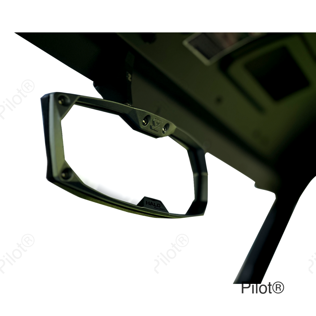 Mirror - Halo R - Rear View - Rectangle - Black w/Silver Bezel - CF Moto