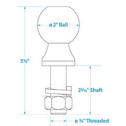 Seachoice Trailer Ball, 2 in., 3/4 X 2-5/16 in. Shank, 3,500 Lb. Capacity, Chrome Finish thumbnail-4