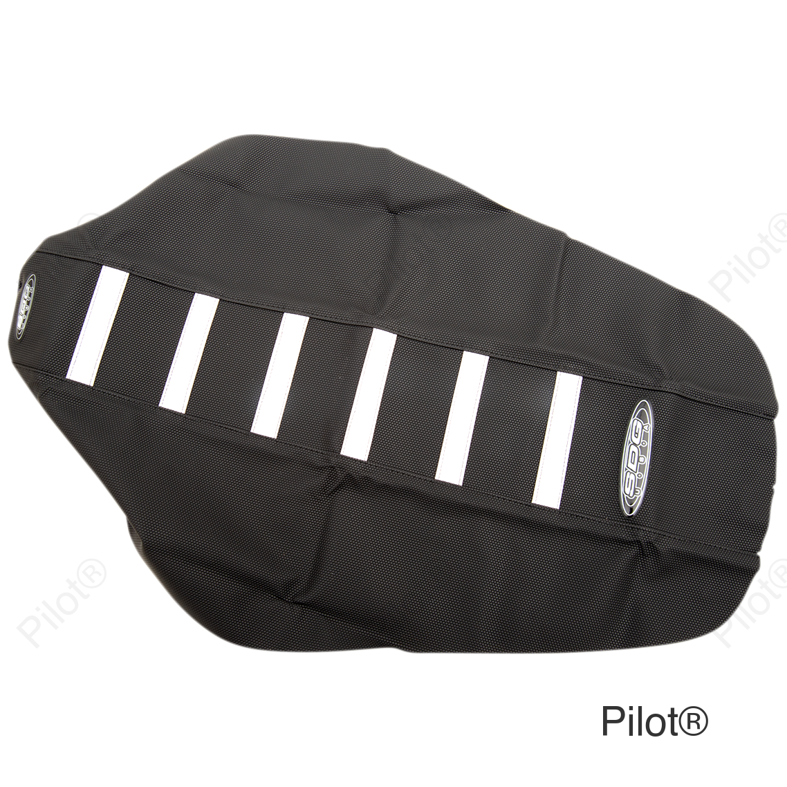 6-Ribbed Seat Cover - White Ribs/Black Top/Black Sides