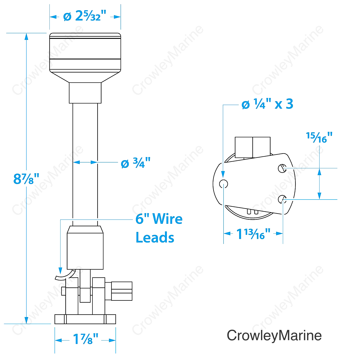 Seachoice Fold-Down LED All-Round Light, 2NM Visibility for Sail or Powerboats Under 66 Ft., 8-7/8 In.