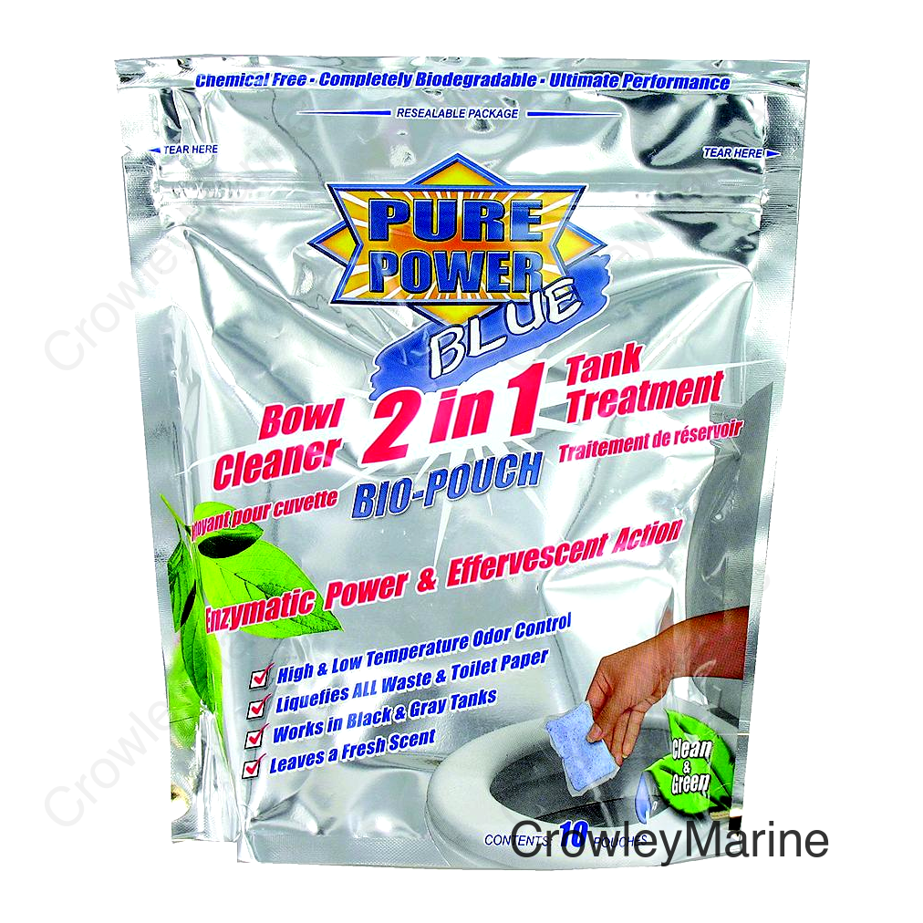 Valterra V23020 Pure Power® Blue Bio-Pouch 2-In-1 Bowl Cleaner & Tank Treatment, 12/pk