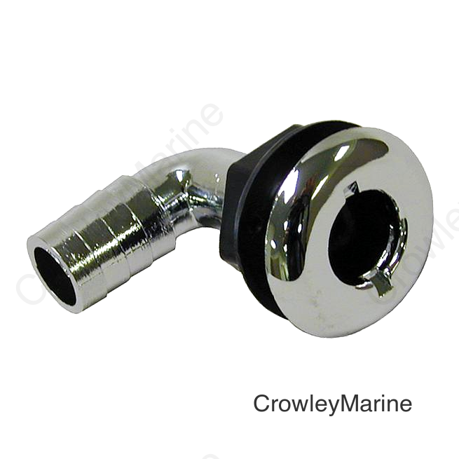 T-H Marine Brite Plate Chrome Plated 90 Degree Thru Hull For Hose