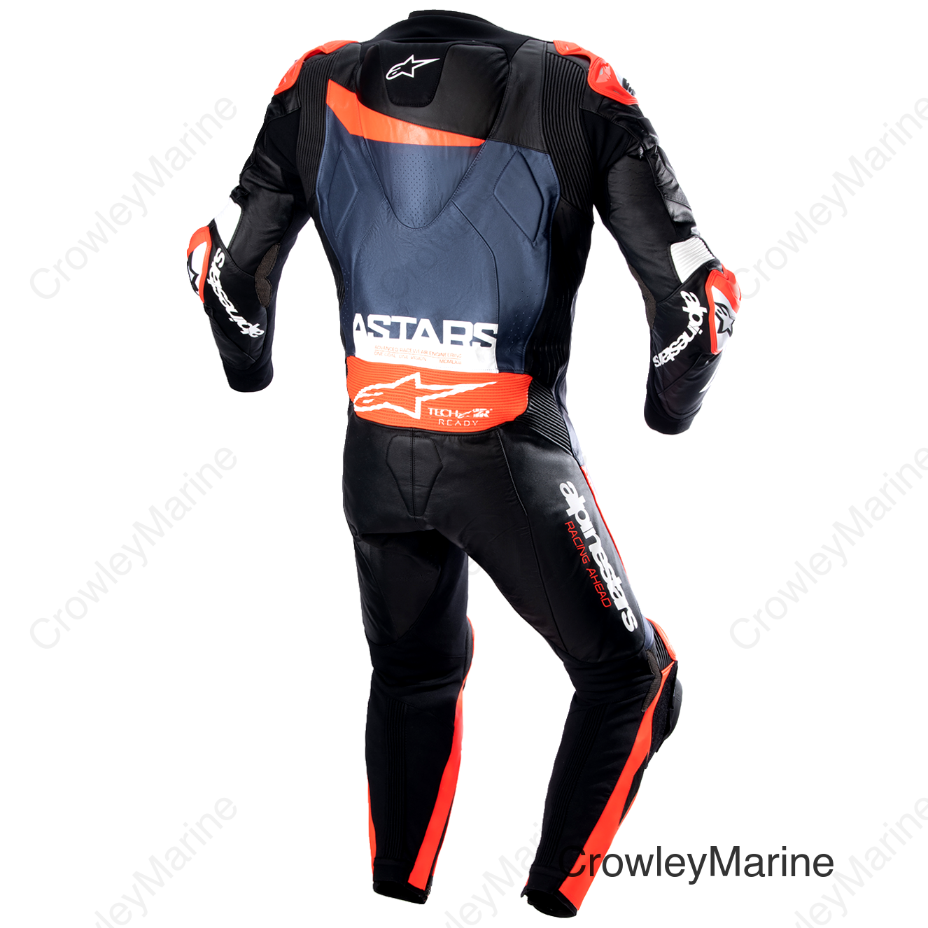 GP Plus v4 Leather Suit - Black/Red Fluo/Blue - US 40 / EU 50