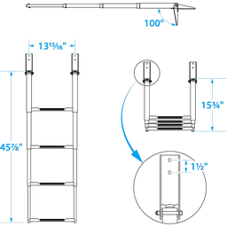 Seachoice Top Mount Telescoping Ladder for Universal Swim Platform, Stainless Steel Tubing, 4 Step, Ladder Only thumbnail-3