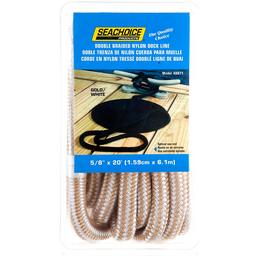 Seachoice Double-Braid Nylon Dock Line w/ Eye Splice, Pre-Shrunk, Heat Stabilized, 5/8 In. X 20 Ft., Gold White thumbnail-1