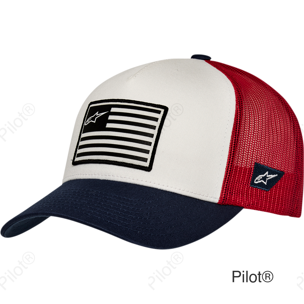 Flag Snapback Hat - White/Navy/Red - One Size