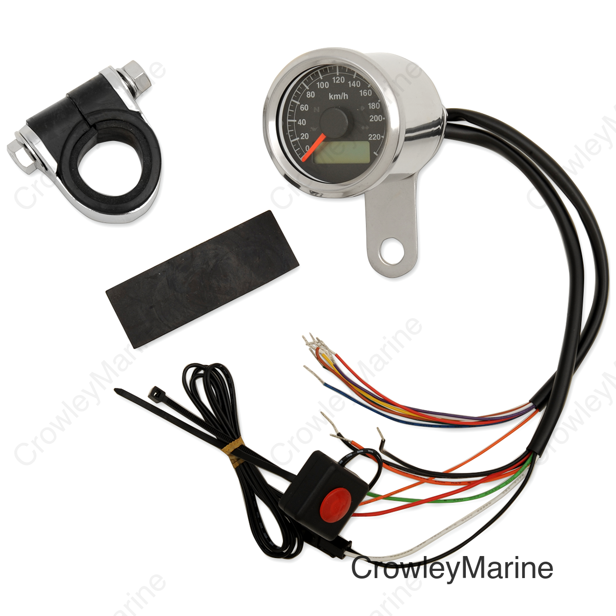 SPEEDO W/4LTS KPH SS/BLK