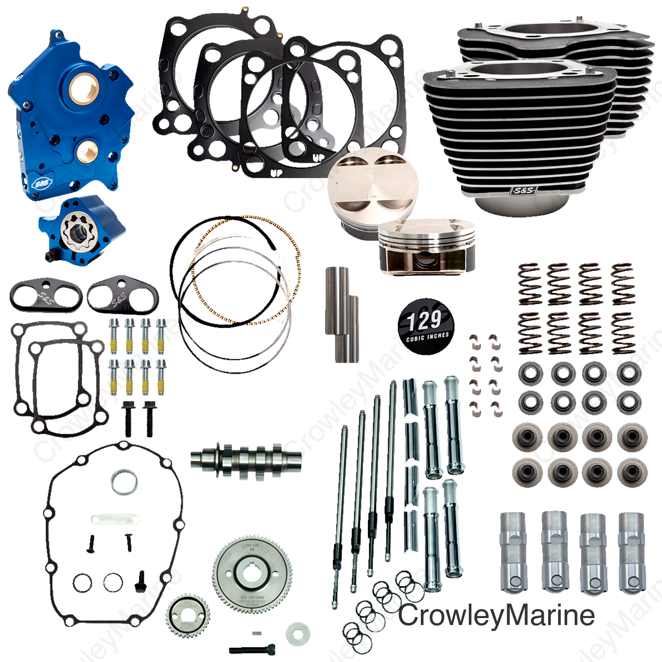 129" Power Package Engine Performance Kit - Gear Drive - Oil Cooled - Highlighted Fins - M8