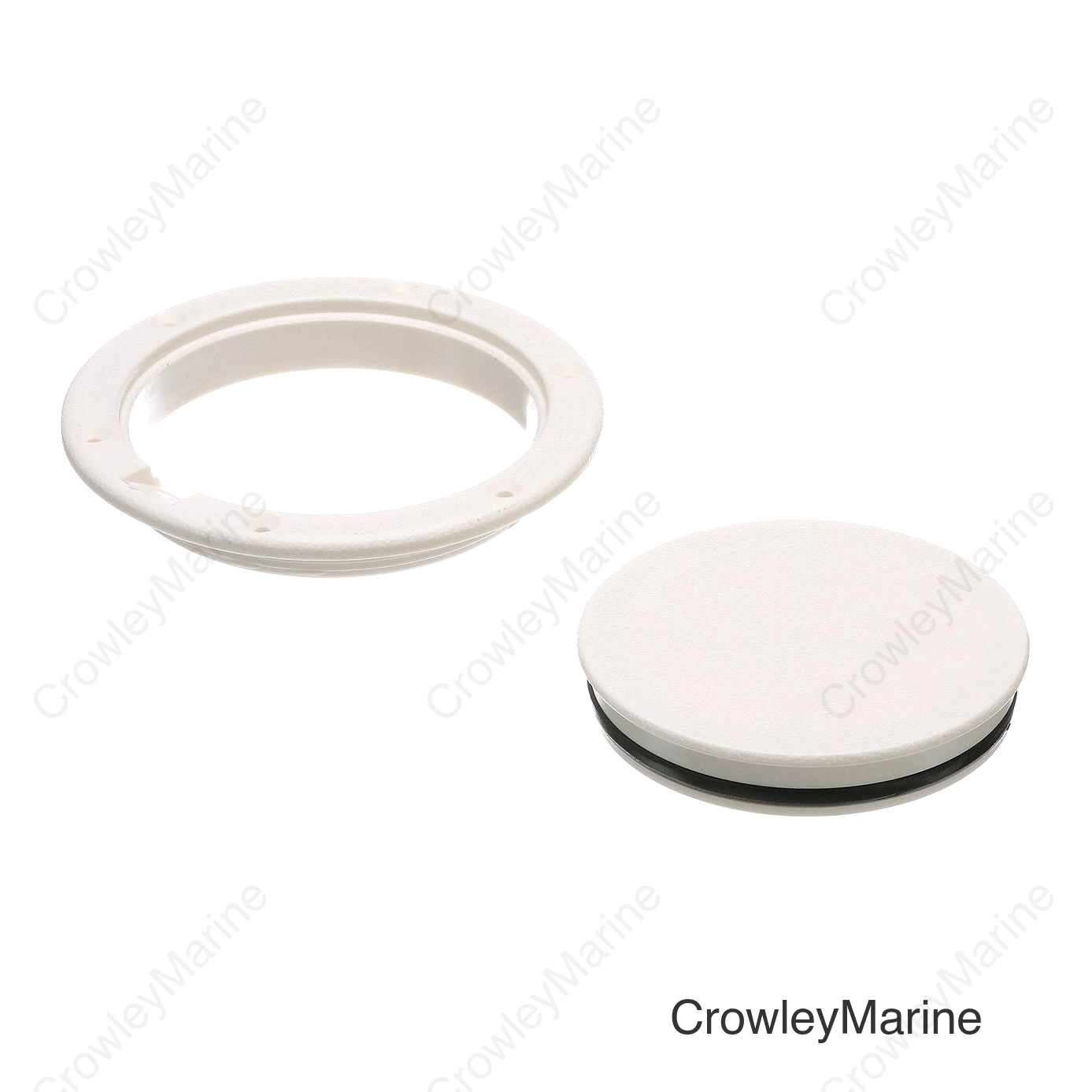 Seachoice White Pry-Up Deck Plate, Watertight, Up to 6-1/2 in. Diameter Hole