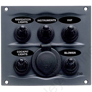 5-Switch w/Power Socket, 2.9"H x 3.75"L x 4.25"W