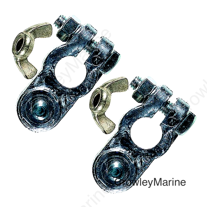 Ancor Lead Battery Terminal Set of One Wing Nut Style for 5/16" Negative Stud and One For 3/8" Positive Stud