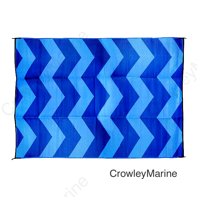 Open Air Chevron Outdoor Leisure Mat, Blue, 6' x 9'