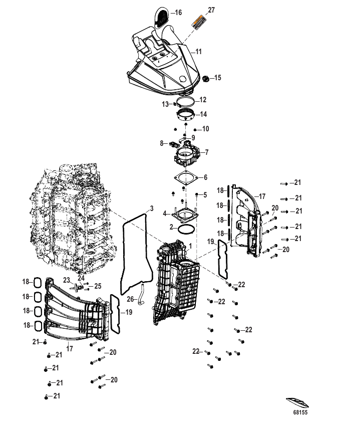 Serial Range Outboard 300R AMS Racing (4-STROKE)(4.6L)(V8) - 1E081459 & Up - Intake System