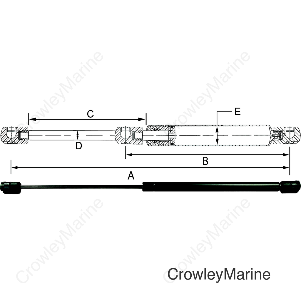 JR Products Hardline Black Nitride Shaft Gas Spring