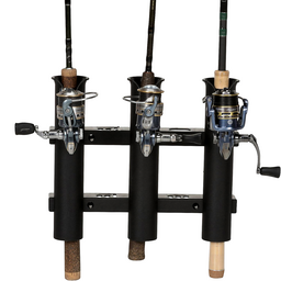 Seachoice Fishing 3-Rod Storage Rack, Holds 3 Fishing Rods with Slots for Knives and Pliers, Black thumbnail-0
