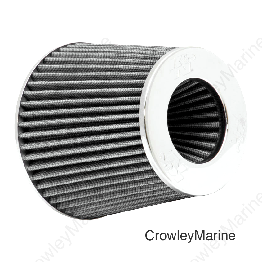 K&N Universal Filter Chrome Round Tapered White - 4in Flange ID x 1.125in Flange Length x 5.5in H