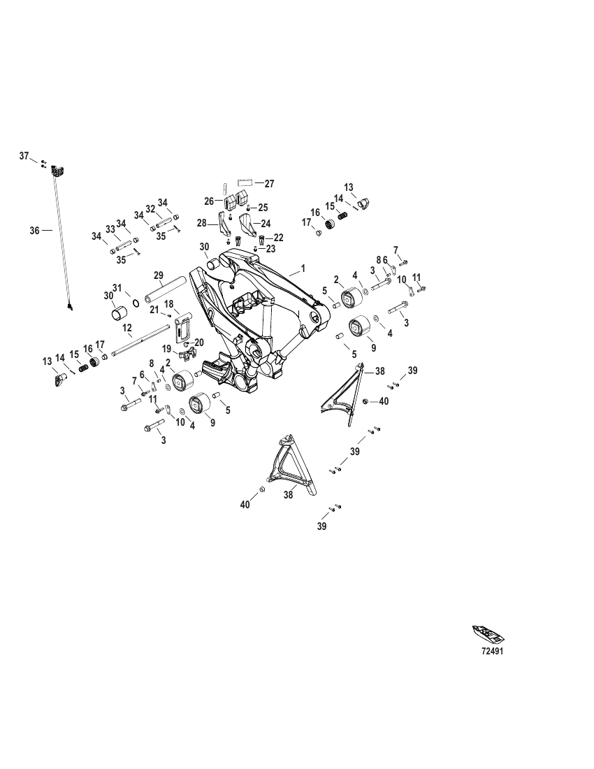 Serial Range Outboard 300R AMS Racing (4-STROKE)(4.6L)(V8) - 1E081459 & Up - Mount Cradle