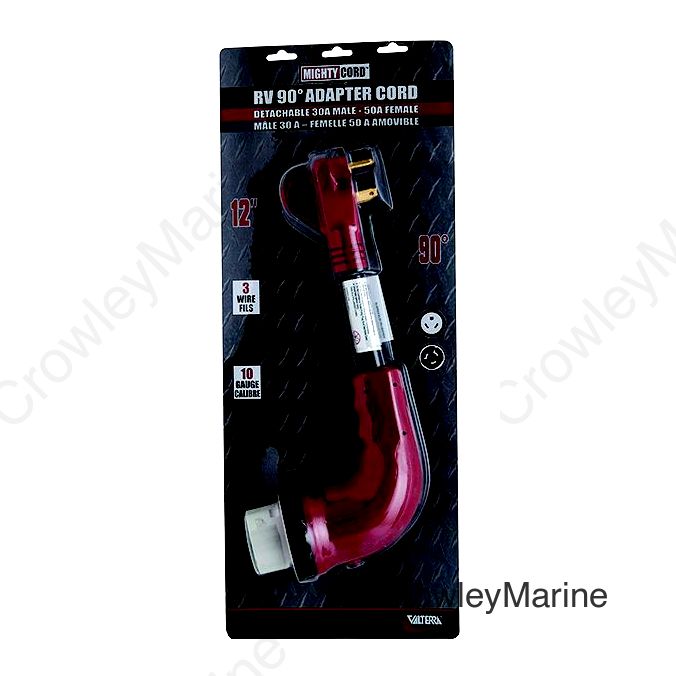 Valterra Mighty Cord 90° Adapter Cord, 30AM-50AF, Carded