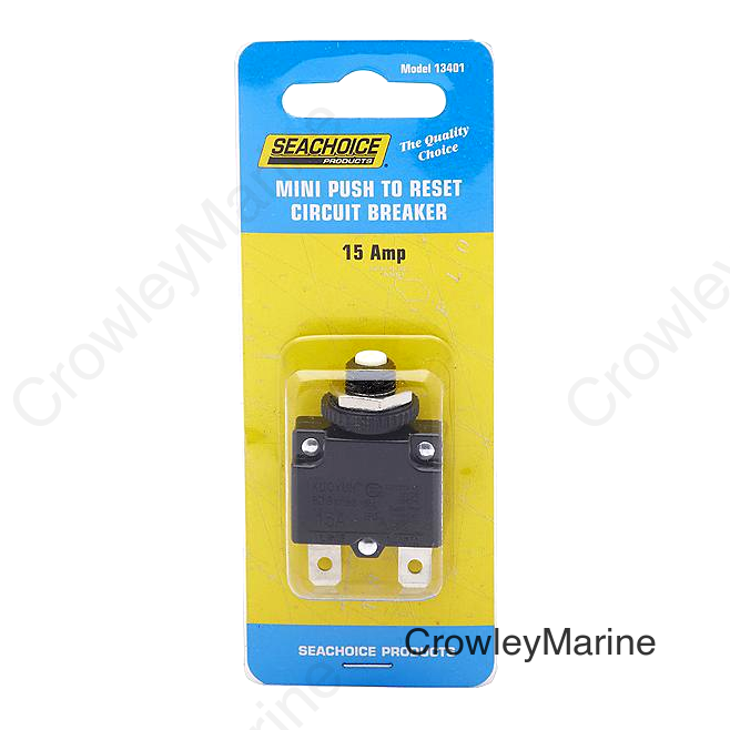 Seachoice Mini Push to Reset Circuit Breaker, 15 AMP