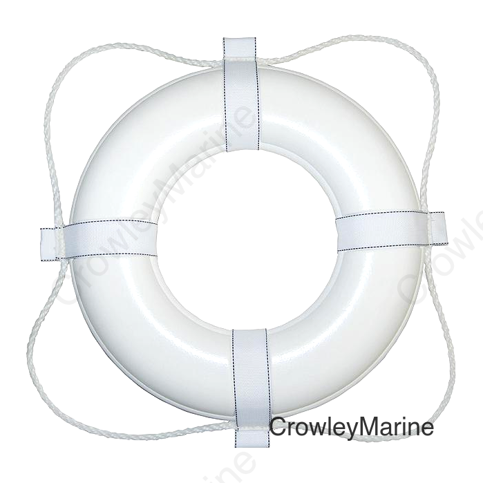 Taylor Vinyl Coated Foam Life Ring, 20" White w/White Rope, 1/case