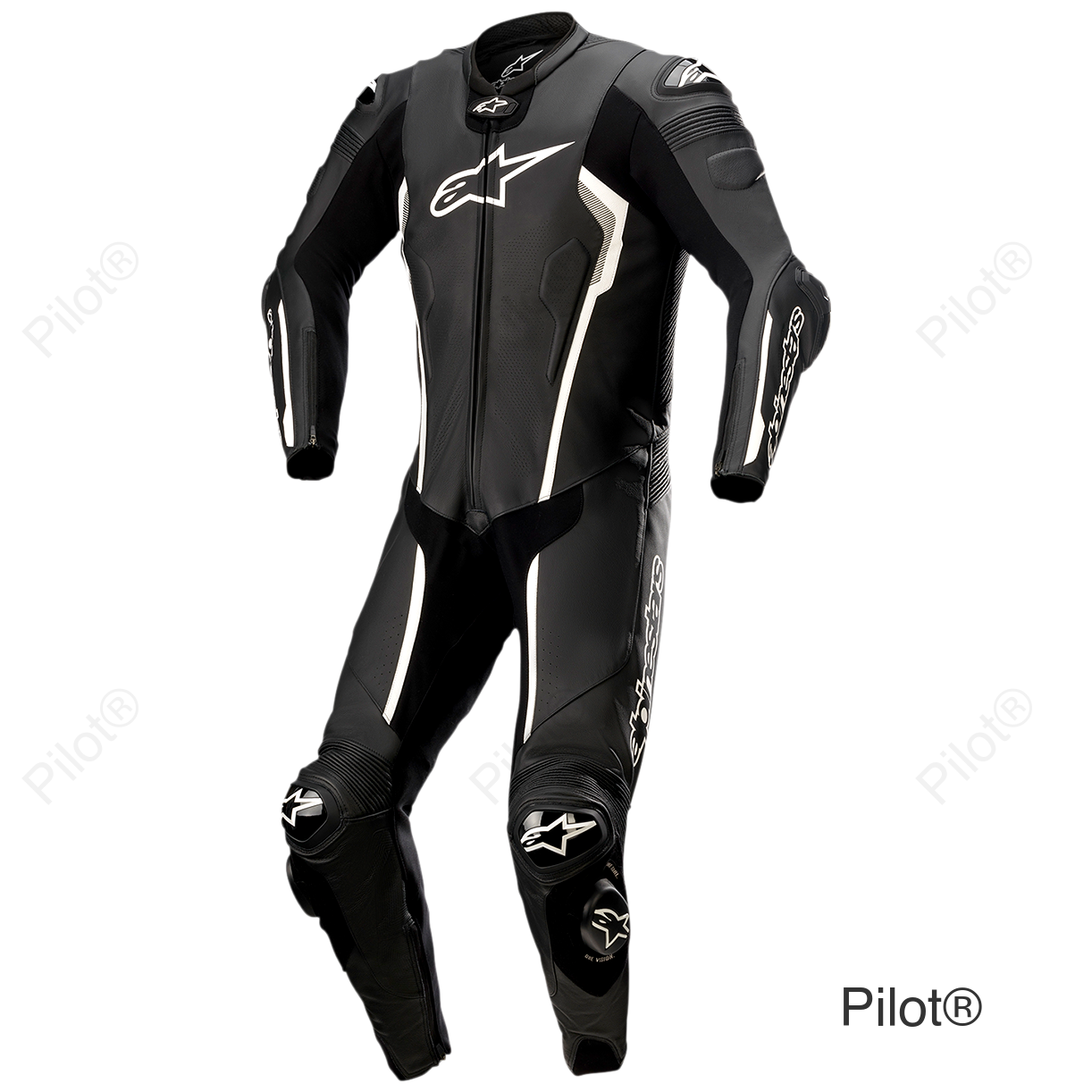 Missile v2 1-Piece Leather Suit - Black/White - US 50 / EU 60