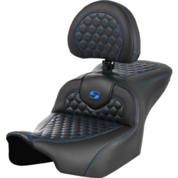 Roadsofa™ Seat - with Backrest - Honeycomb - Blue Stitch - FLTR/FLHX '23-'24