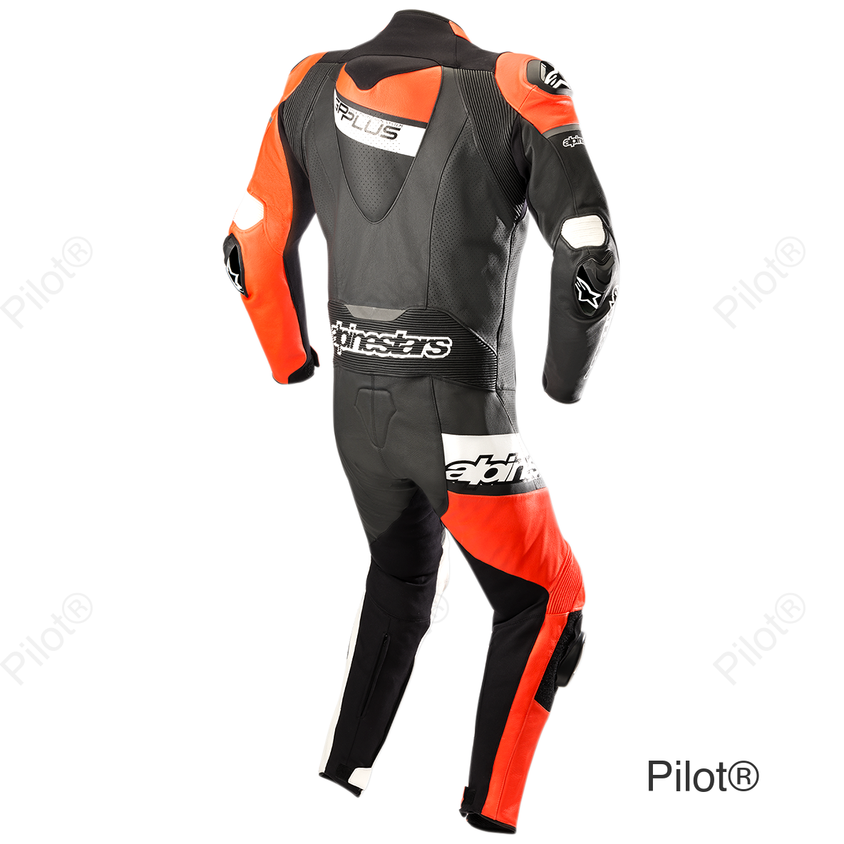GP Plus Venom 1-Piece Leather Suit - Black/Red Fluorescent/White - US 46 / EU 56