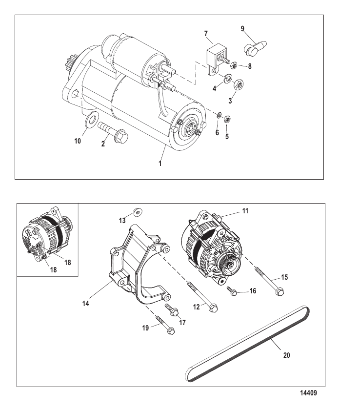 Starter and Alternator - Serial Range Stern Drive 8.1L INBOARD (Inline ...