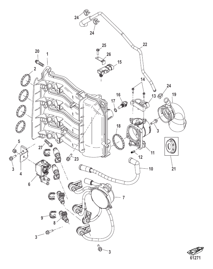 Intake Manifold - Serial Range Outboard 35 EFI Jet (4-STROKE)(4 CYL ...