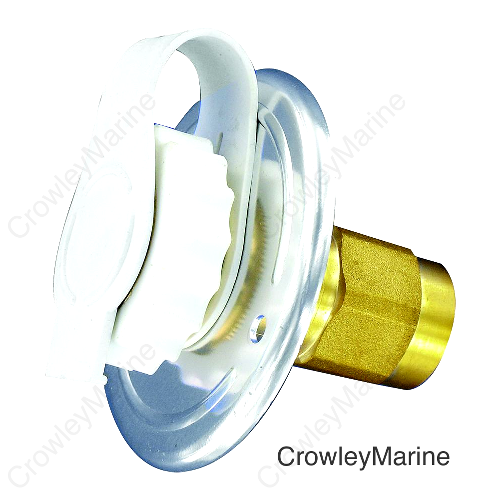 Valterra White Flush Mount FPT Brass Check Valve RV Water Inlet | Includes Screws, Putty Tape & Teflon Tape
