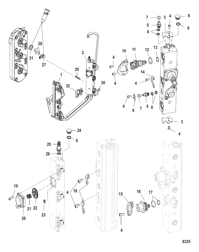 Fuel Rails - Serial Range Outboard 175 PROXS (2.5L) 1B516339 THRU ...
