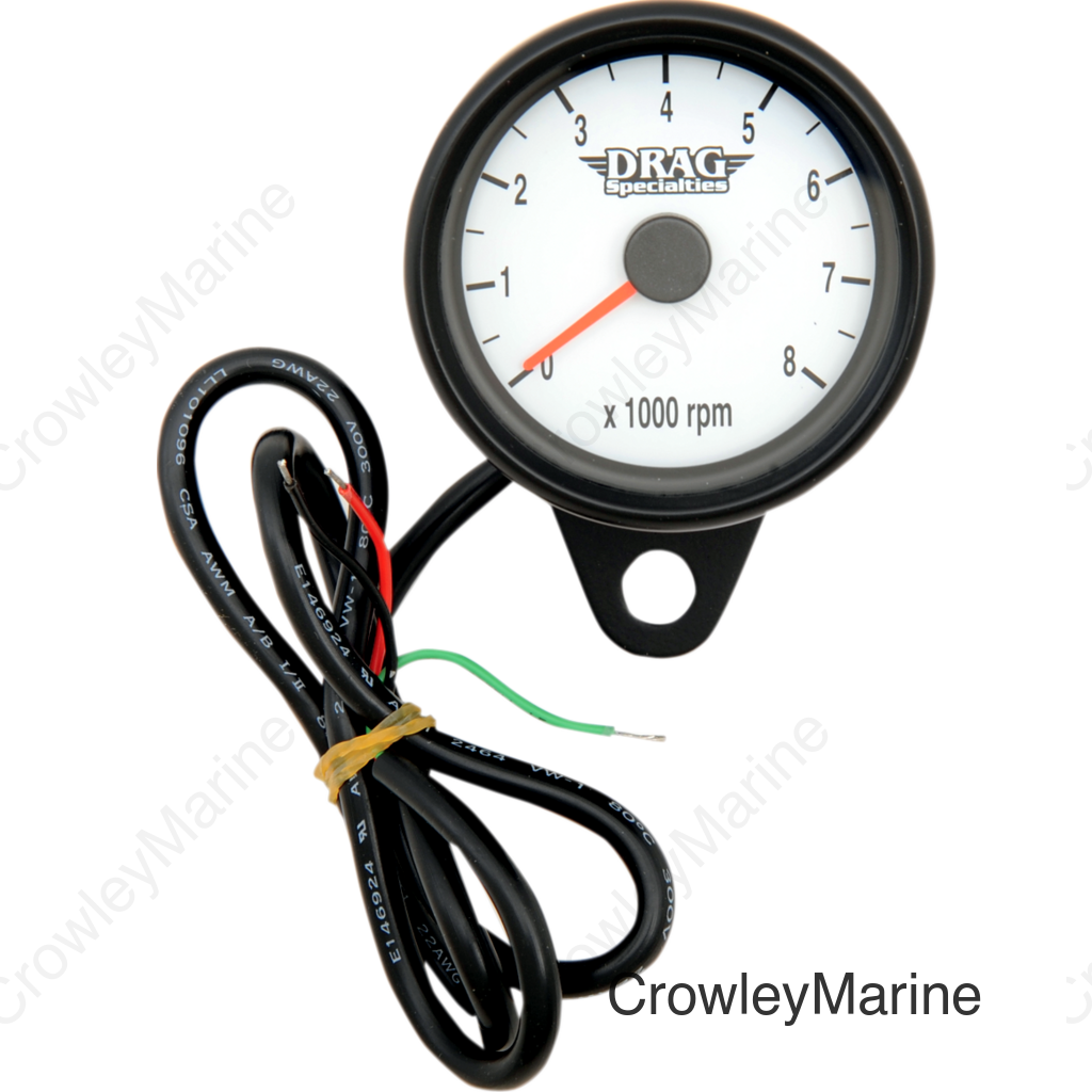 TACH BLK 2.4" WHT W/LED