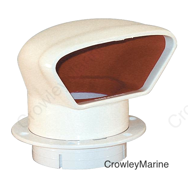 Marinco Snap-In Deluxe Low Profile PVC Cowl Vent, White With Bright Red Interior (Includes White Snap-In Deck Plate and Cover)