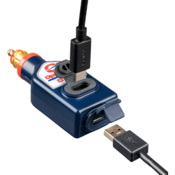 Dual USB Charger - Optimate - 180° BIKE Plug/12V - In-Line thumbnail-2