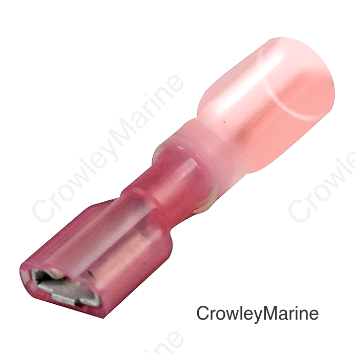 Seachoice 60283 3-to-1 Heat Shrink Insulated Quick Disconnect, 22-18 Ga., 0.187" Male, Red, 25-Pack