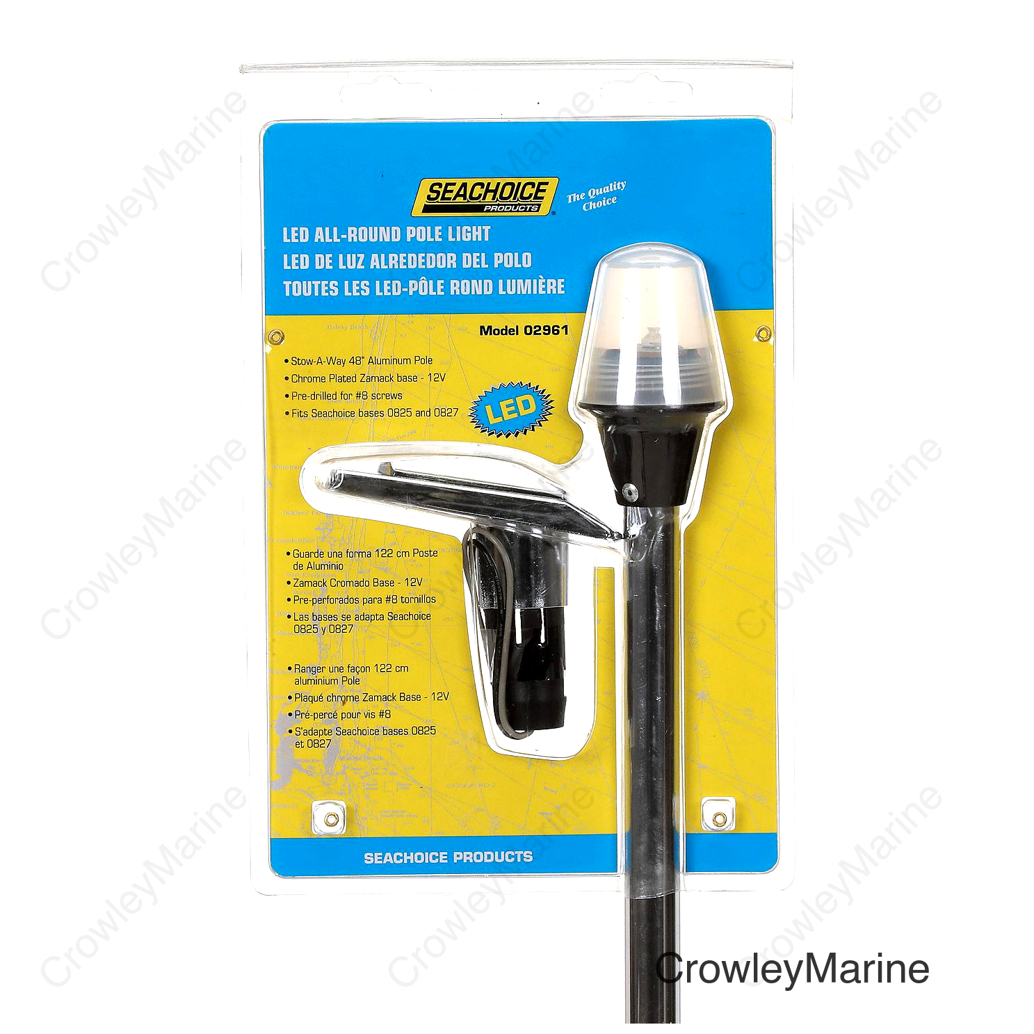 Seachoice LED All-Round Light for Boating, Stow-A-Way Aluminum Light, 48 In.