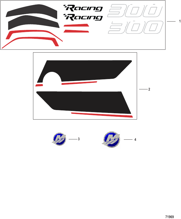 Serial Range Outboard 300R AMS Racing (4-STROKE)(4.6L)(V8) - 1E081459 & Up - Decals