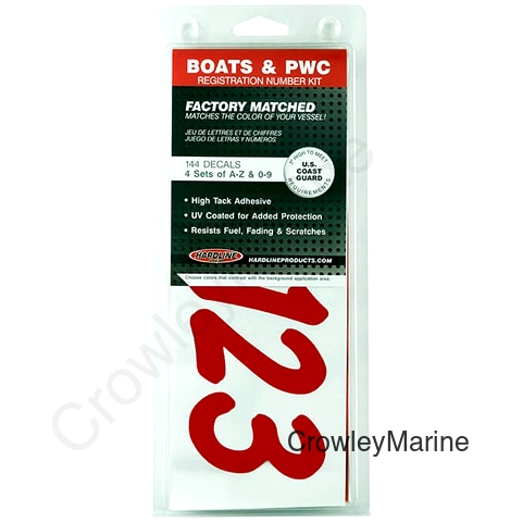Hardline Boat Lettering Registration Kit 3 in. - 400 Red Solid