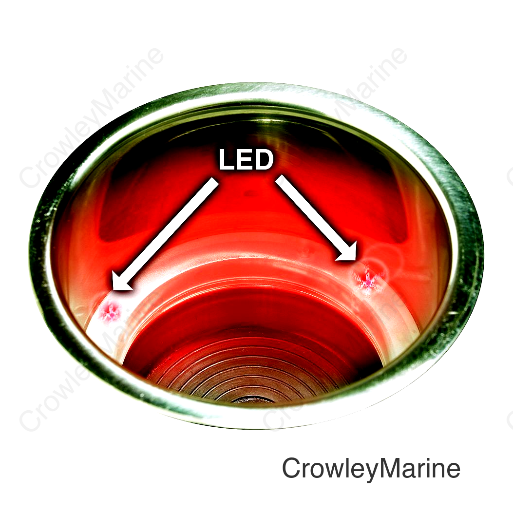 Seachoice 79391 Stainless Steel Recessed Drink Holder With Red LED Light
