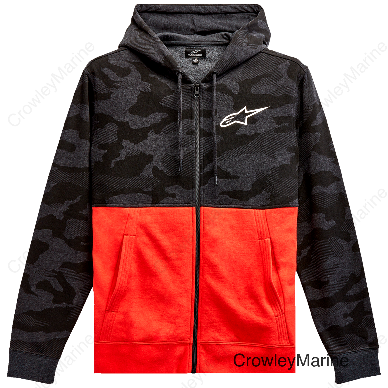Camo Block Hoodie - Charcoal Heather/Warm Red - 2XL