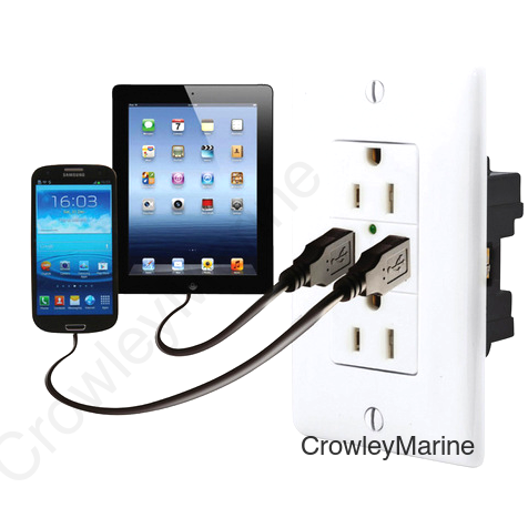 120V USB CHGR DBLE WHI