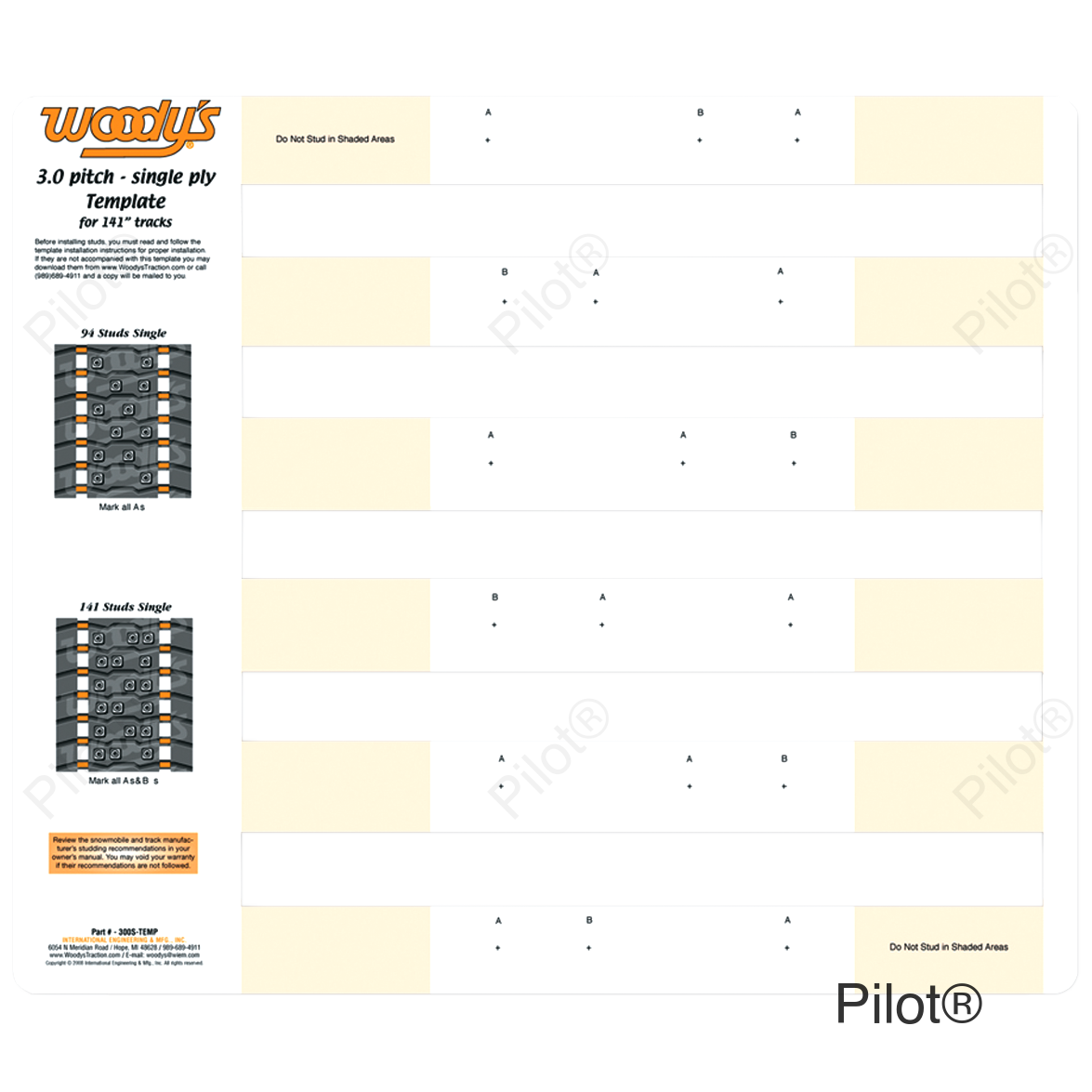 Studding Template - Track - 141" - 3" Pitch