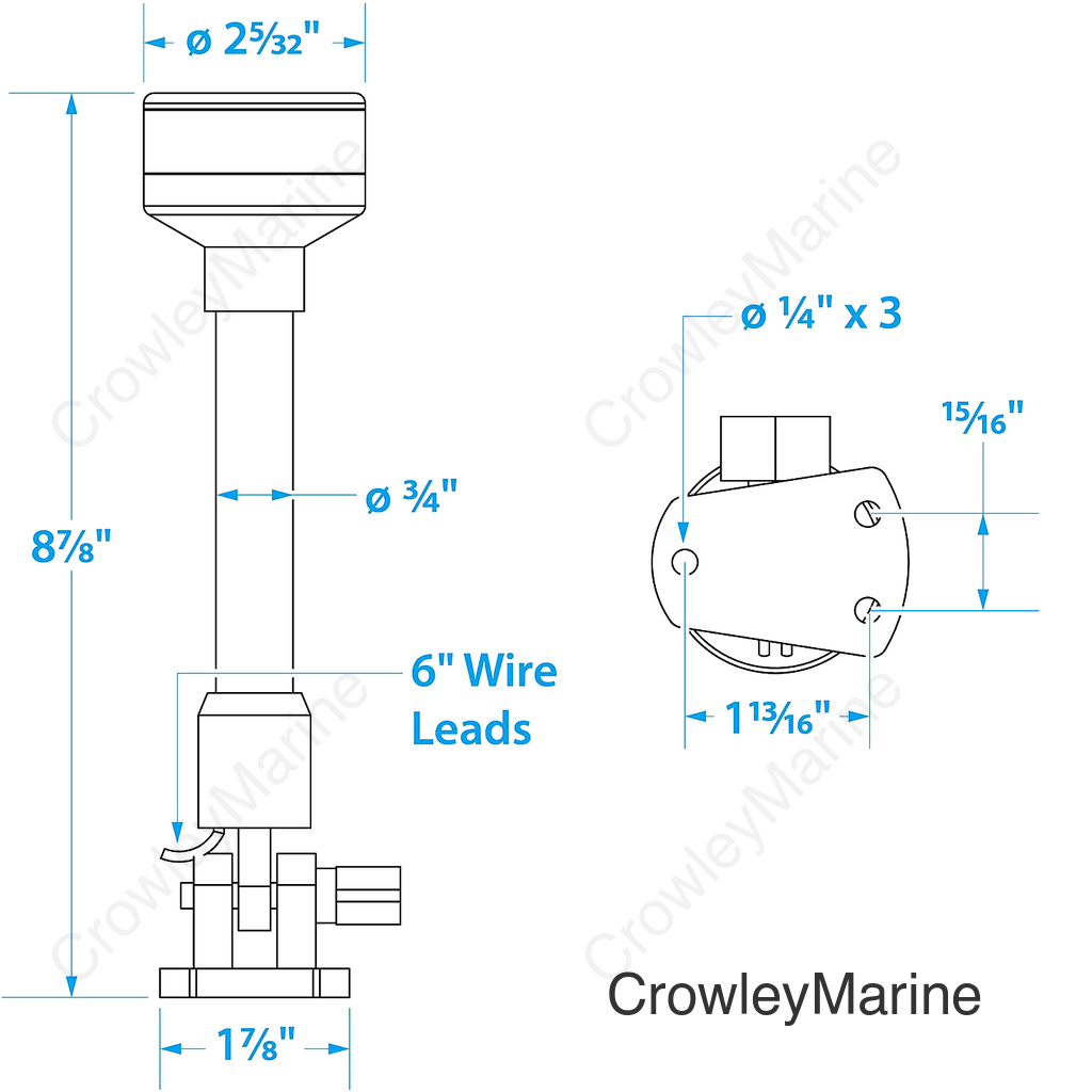 Seachoice Fold-Down LED All-Round Light, 2NM Visibility for Sail or Powerboats Under 66 Ft., 8-7/8 In.